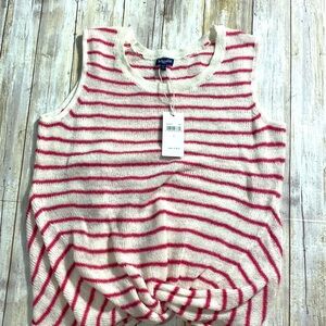 Splendid Striped Knit Tank Pink and White Sz Small